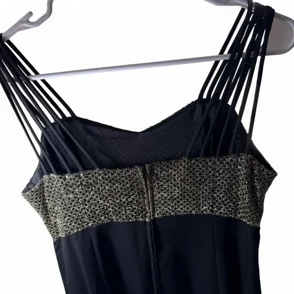 Insane stunning Vintage American Full Length Gown With Gold Sparkly Bodice - Picture 4 of 8